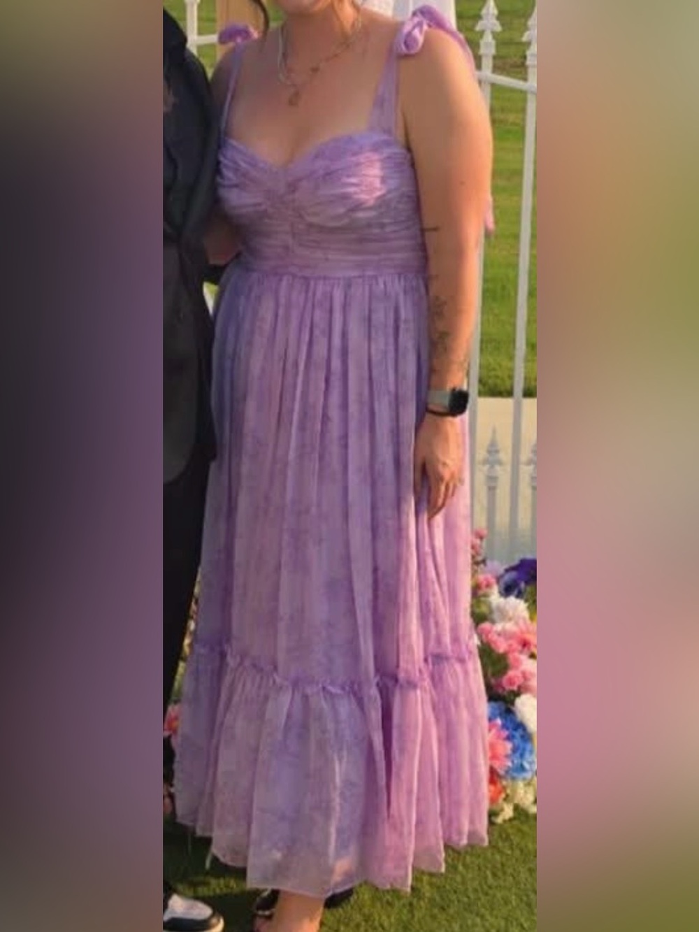 B Darlin Lavender Floral Maxi Dress Size 13/14 | Garden Party Wedding Guest - Picture 6 of 6